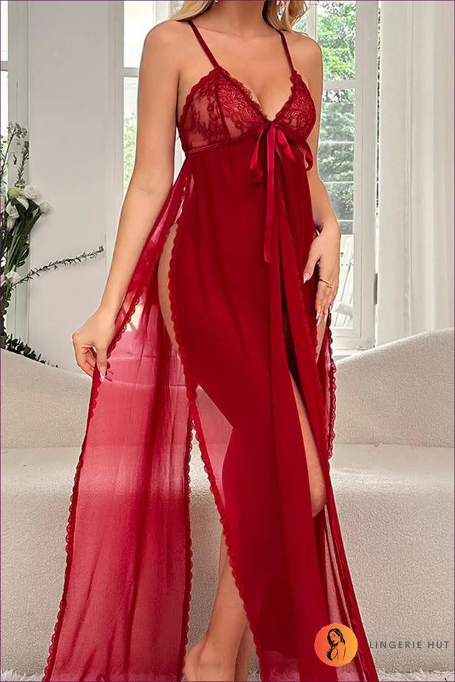 Red Mesh Babydoll Lingerie