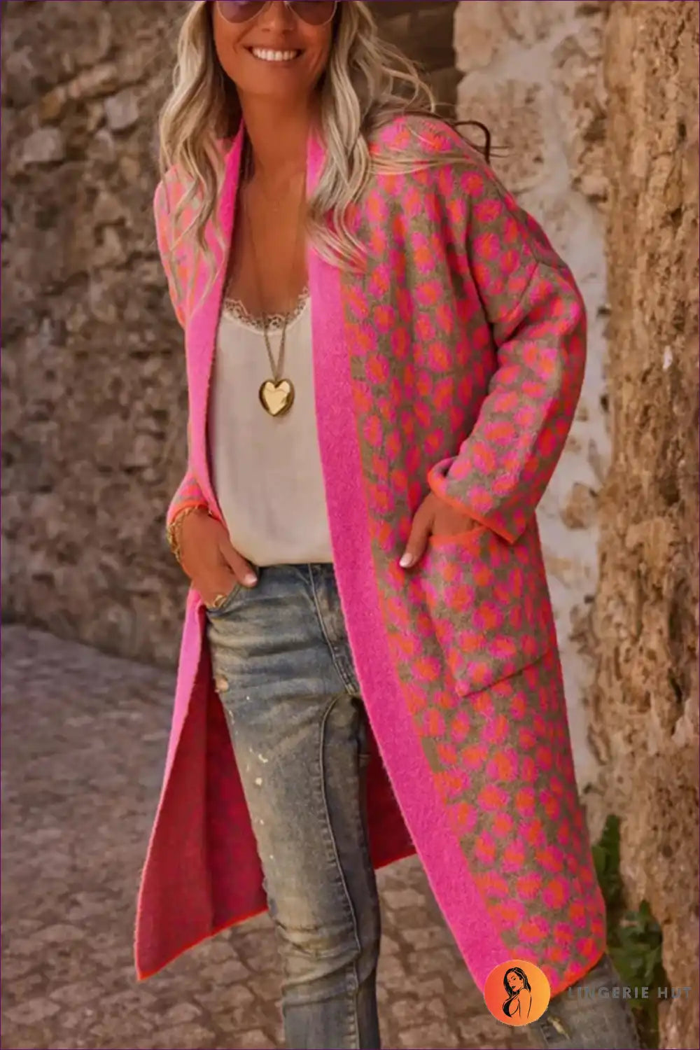Long Cardigan with Leopard Print - Statement Weekend Confidence for All Season, Animal, Autumn, Casual,