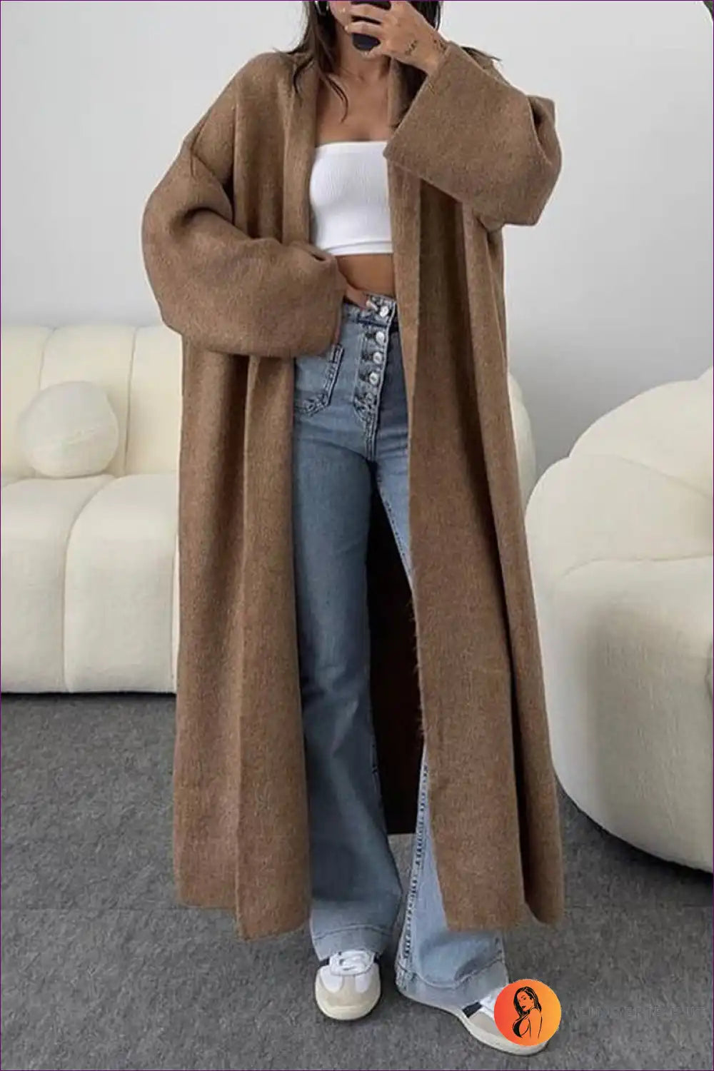 Long Cardigan with Open Front - Effortless Layers for All Season, Autumn, Casual, Everyday,