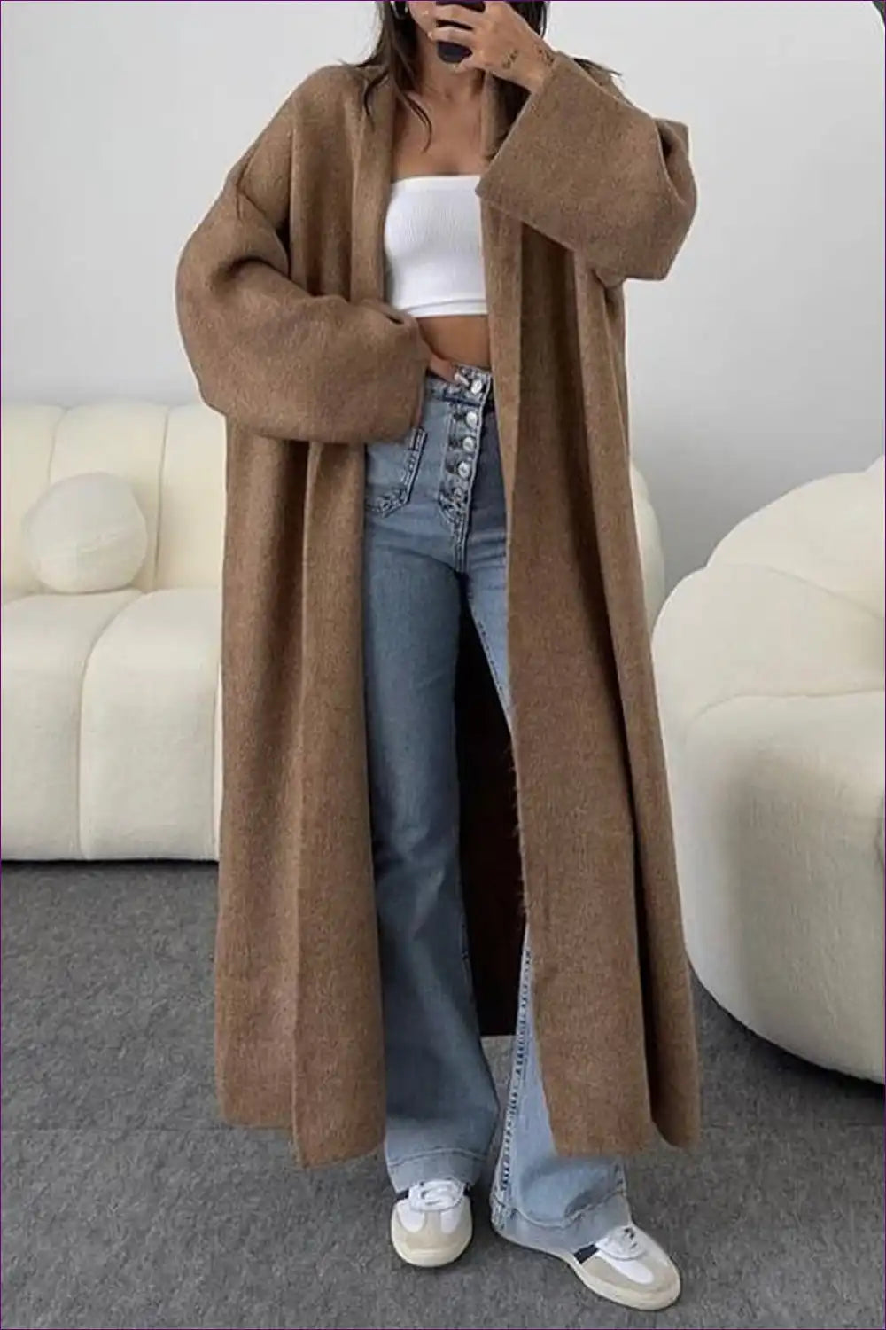 Long Cardigan with Open Front - Effortless Layers for All Season, Autumn, Casual, Everyday,