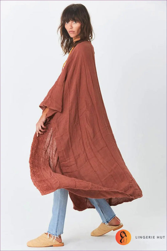 Long Cover-up with Embroidered Front - Slow Afternoons - Cover Up - Beachwear • Boho • Casual • just in - Lingerie Hut