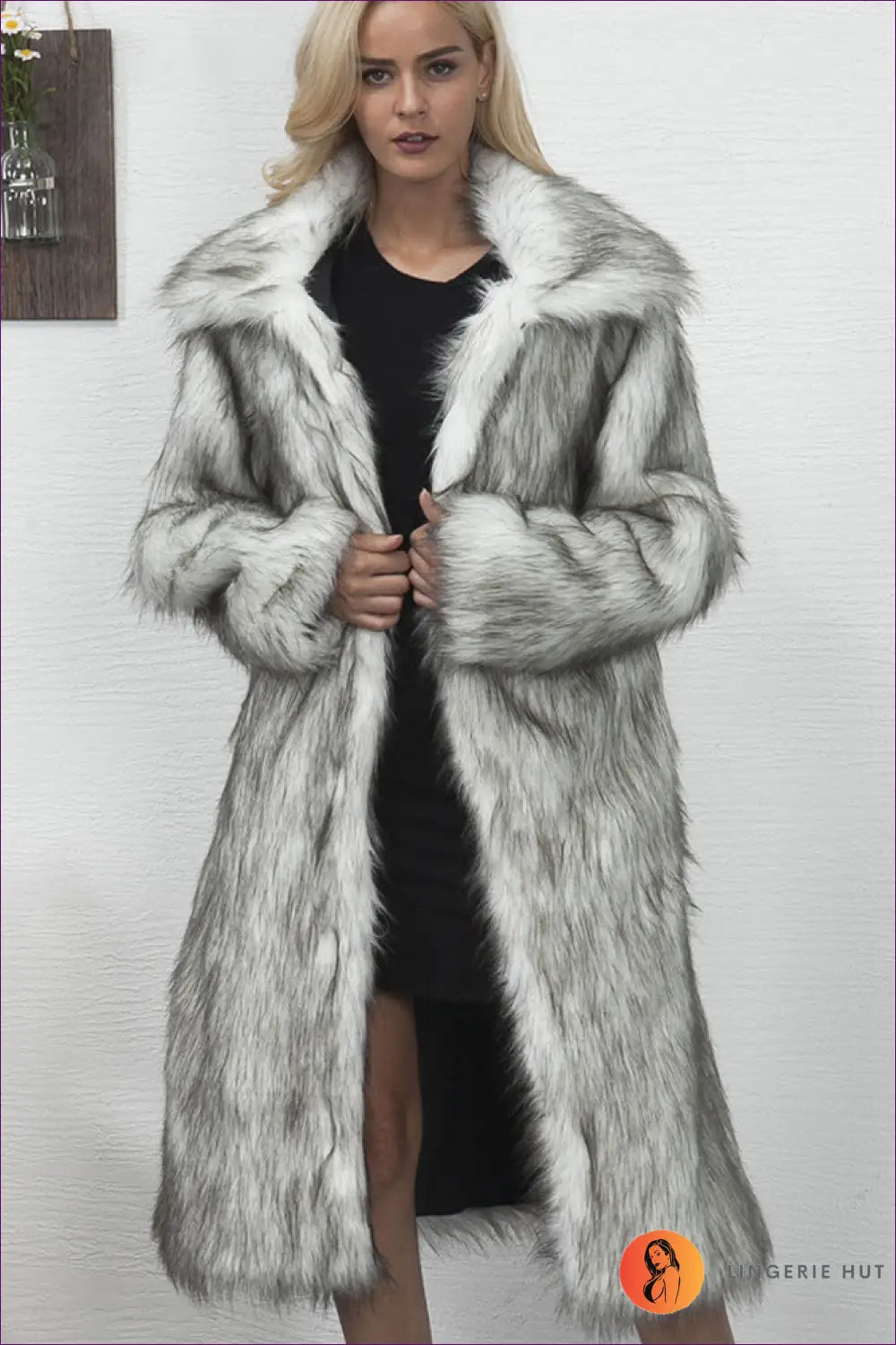 Long Faux Fur Jacket - Winter Evenings Effortless Glamour - s / Fox Volant of the Snowy Mountain Colors - Jacket