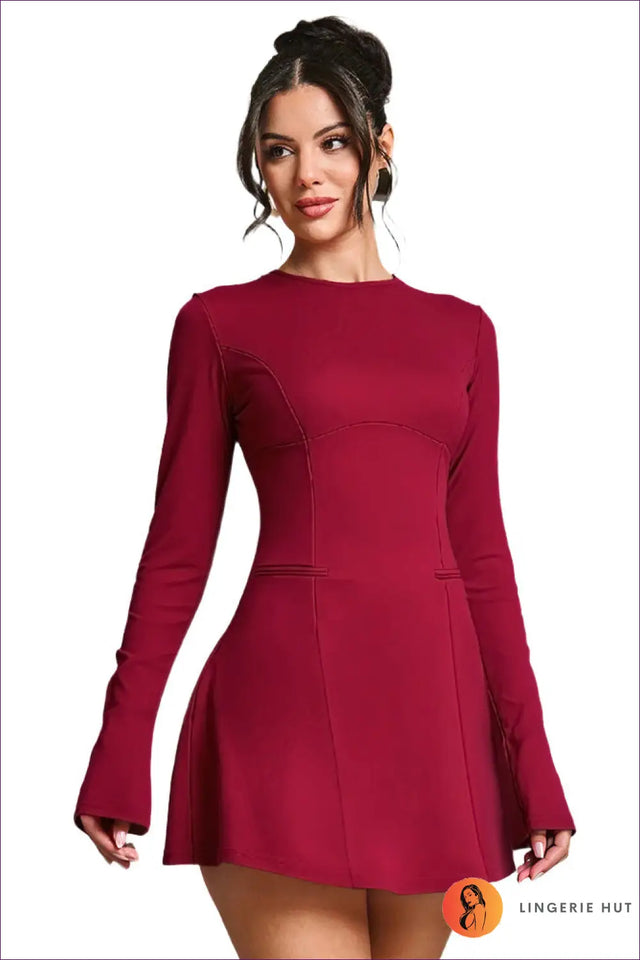 Long Sleeve A-Line Mini Dress - Understated Glamour