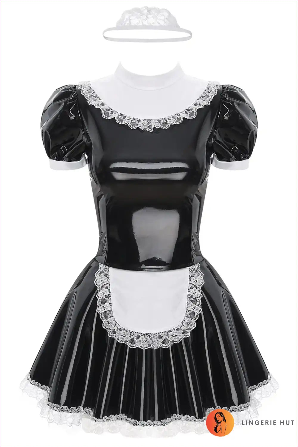 Long Sleeve Maid Costume with Lace-up Front - Cosplay Confidence for Boudoir, Clubwear, Costume, Evening