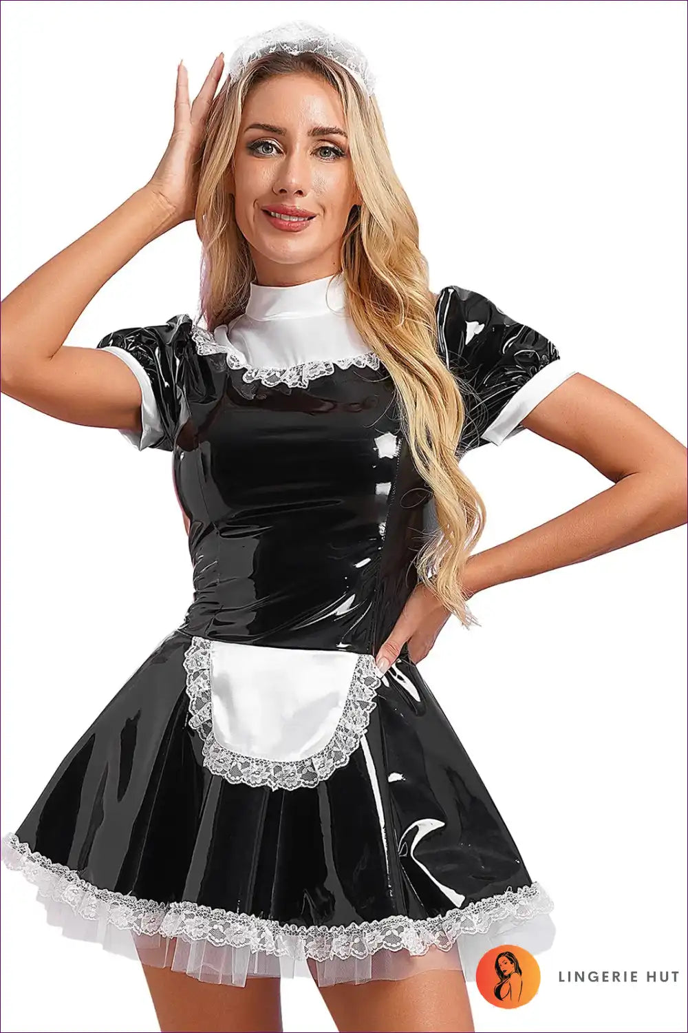 Long Sleeve Maid Costume with Lace-up Front - Cosplay Confidence for Boudoir, Clubwear, Costume, Evening