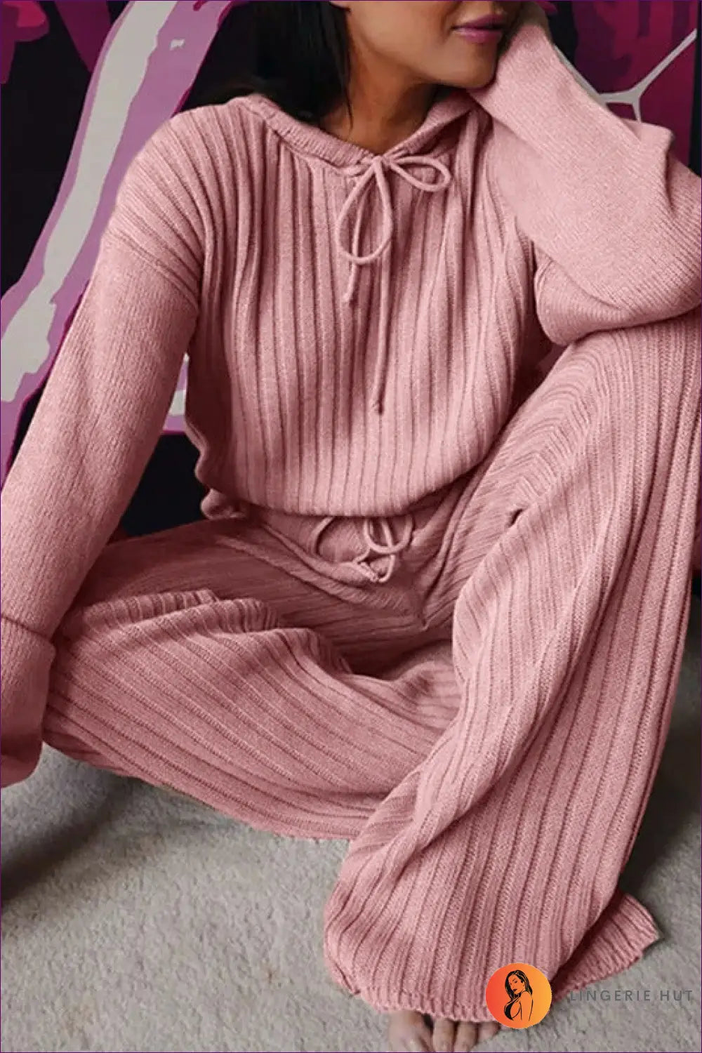 Long Sleeve Pyjama Set with Hood - Off-duty Comfort - s / Pink - Loungewear - Lingerie Hut - All Season • Casual
