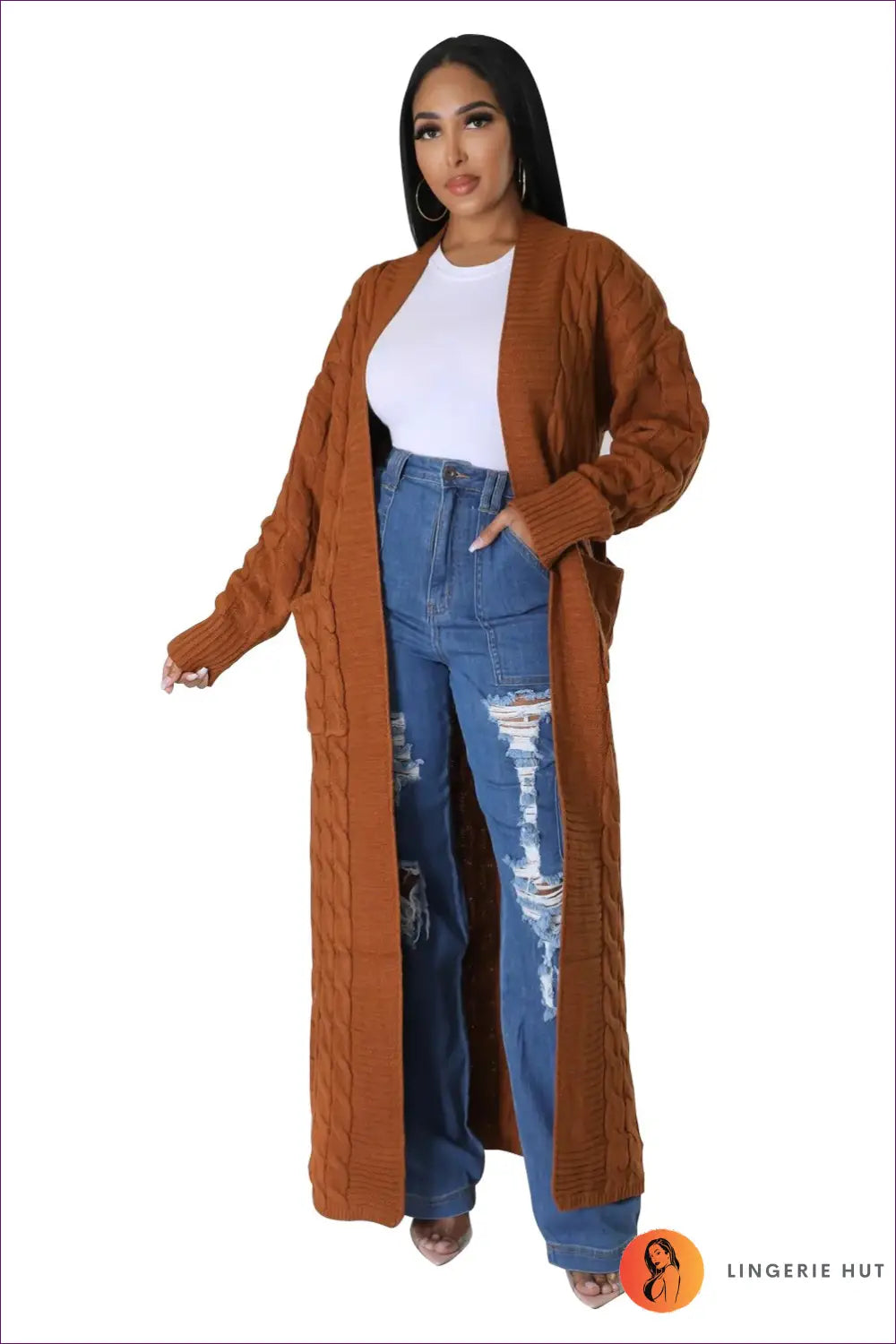 Long Sleeve Sweater - Effortless Autumn Comfort - s / Brown - Loungewear - Lingerie Hut - All Season • Autumn • Casual