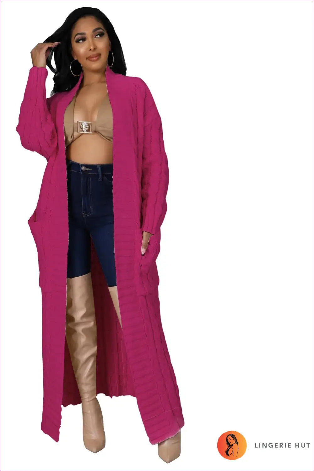 Long Sleeve Sweater - Effortless Autumn Comfort - s / Dark Pink - Loungewear - Lingerie Hut - All Season • Autumn