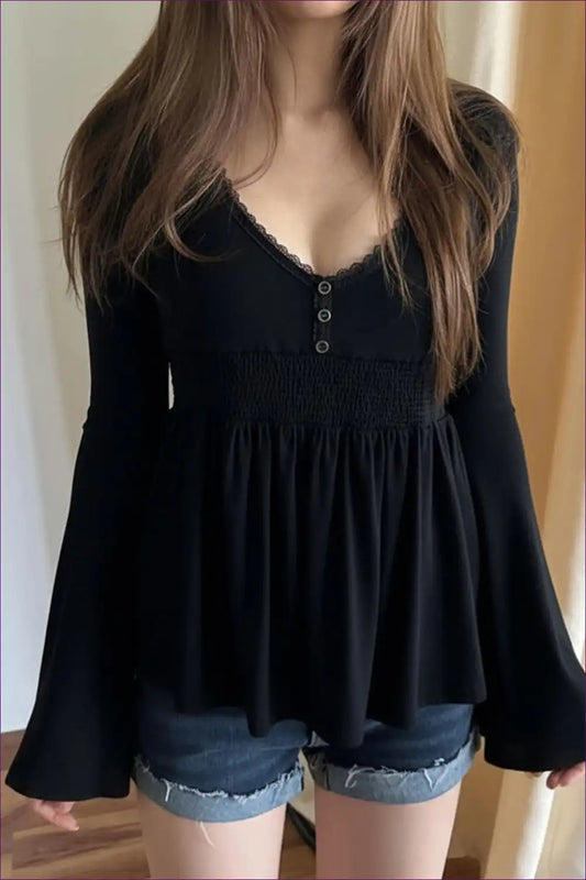 Long Sleeve Top with Lace Trim - Everyday Feminine Ease