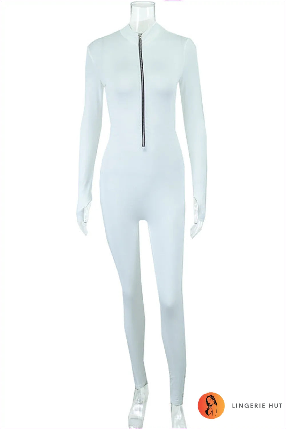Elevate Your Wardrobe With Our Long-sleeve Zipped Jumpsuit. Sleek Style, Zip Front, Drawstring Fastening,