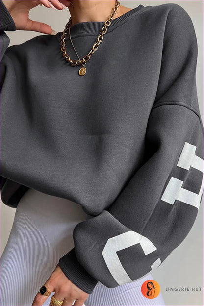 Loose Fit Graphic Top - Effortless Everyday Style - s / Grey - Autumn • Casual • Clothing • Jumper - Lingerie Hut