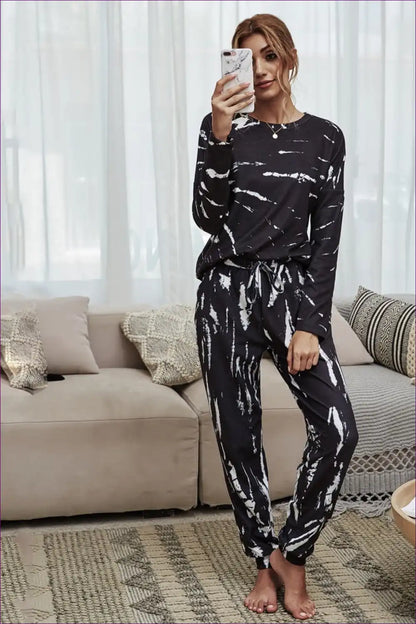 Lounge Set with Abstract Print - Artistic Comfort for All Season, Casual, co Ord, Cotton, Everyday