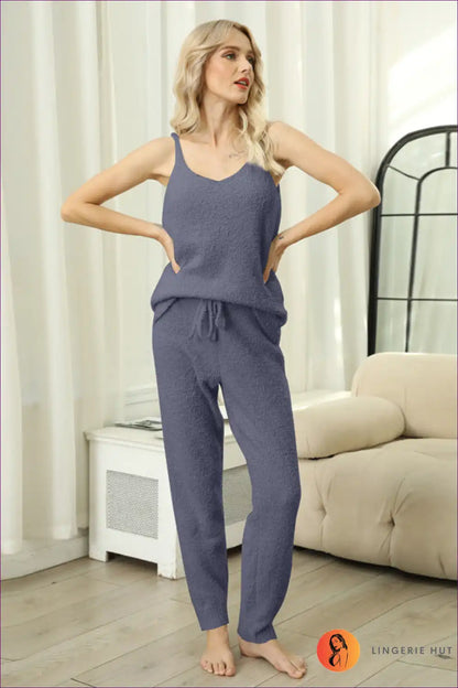Lounge Set with Camisole Top - Luxe Comfort Zone for All Season, Casual, Everyday, just In, Loungewear