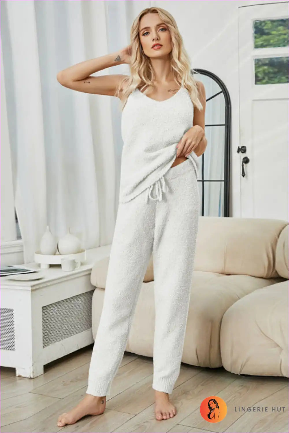Lounge Set with Camisole Top - Luxe Comfort Zone for All Season, Casual, Everyday, just In, Loungewear