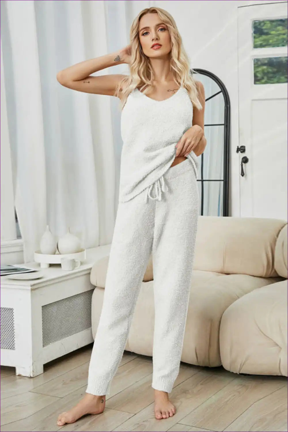 Lounge Set with Camisole Top - Luxe Comfort Zone for All Season, Casual, Everyday, just In, Loungewear