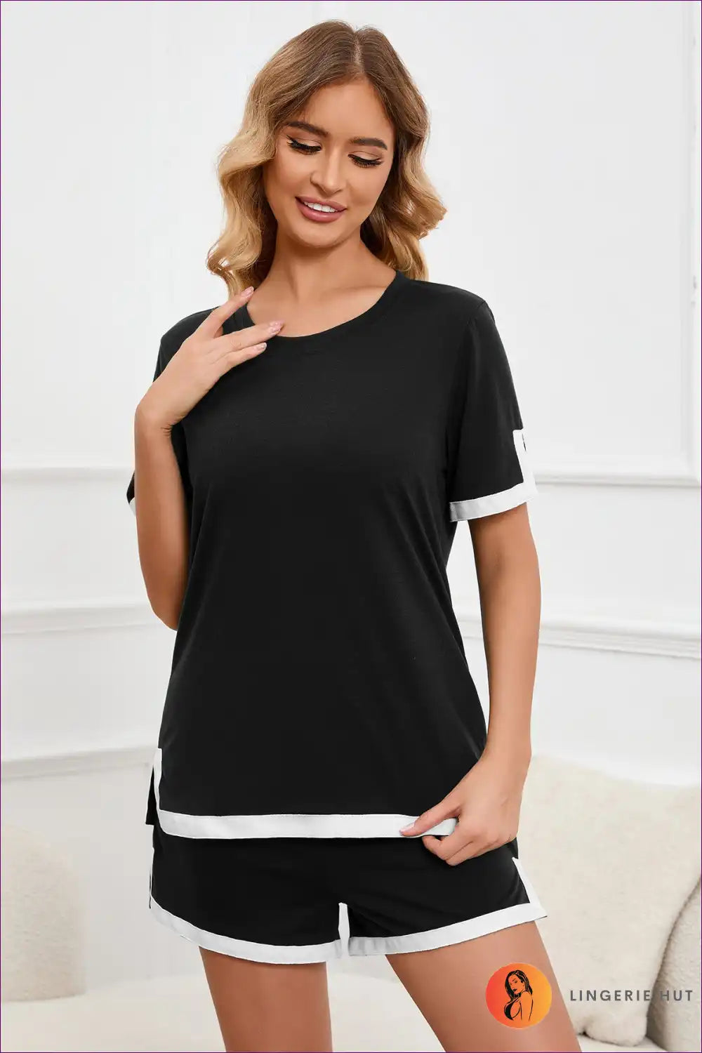 Lounge Set with Contrast Trim - Sunday Morning Ritual for All Season, Casual, co Ord, Cotton, Everyday