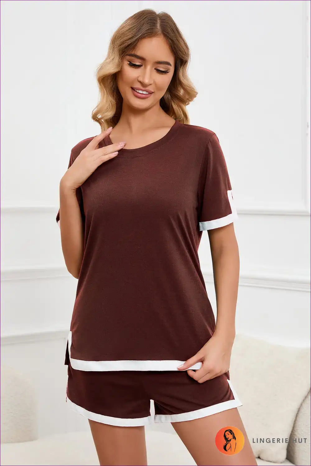 Lounge Set with Contrast Trim - Sunday Morning Ritual for All Season, Casual, co Ord, Cotton, Everyday