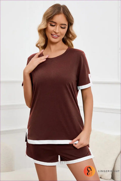 Lounge Set with Contrast Trim - Sunday Morning Ritual for All Season, Casual, co Ord, Cotton, Everyday