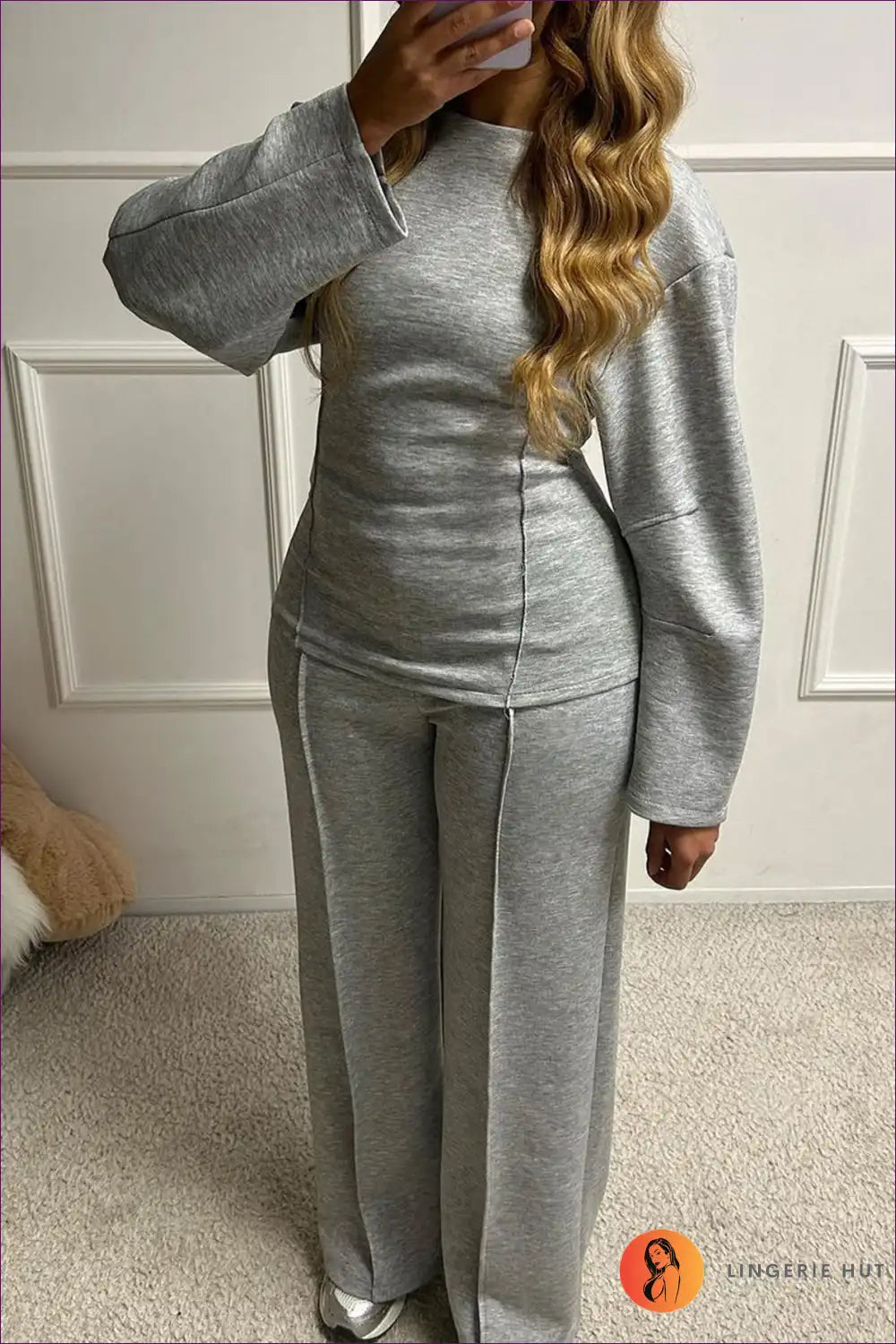 Lounge Set with Crew Neck Top - Elevated Comfort for All Season, Autumn, Casual, Everyday,