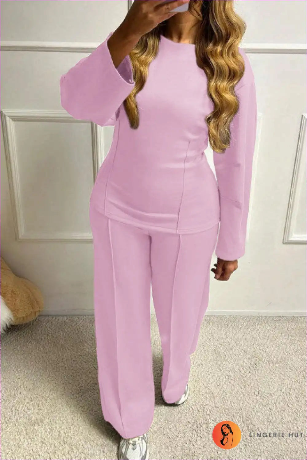 Lounge Set with Crew Neck Top - Elevated Comfort for All Season, Autumn, Casual, Everyday,