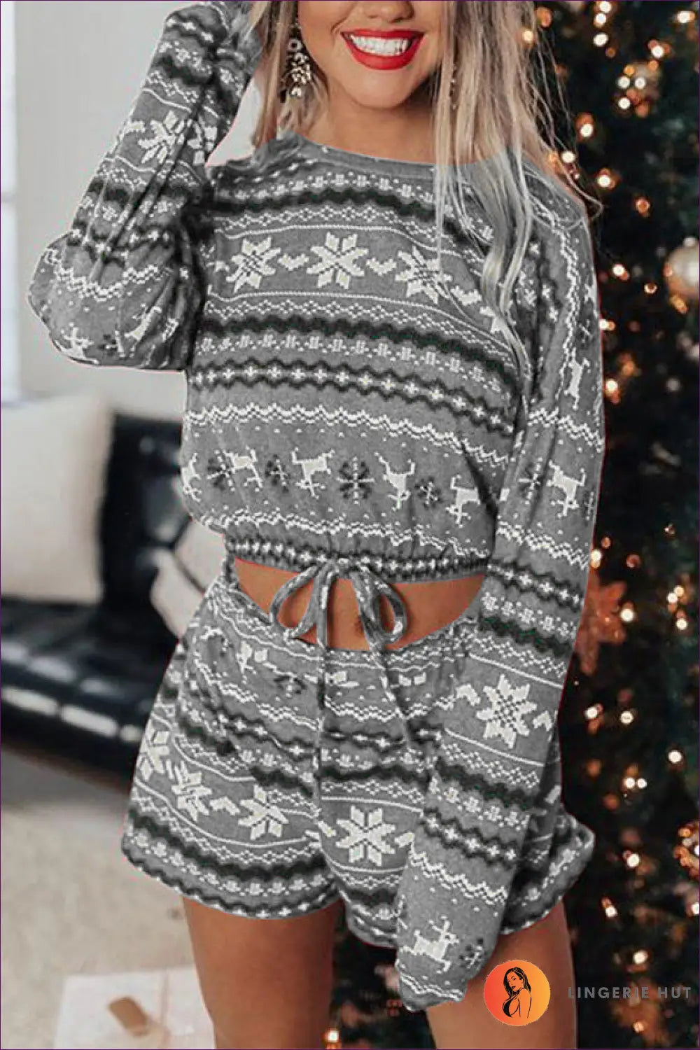 Lounge Set with Festive Print - Holiday Morning Bliss - Loungewear - Lingerie Hut - All Season • Autumn • Casual