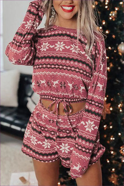 Lounge Set with Festive Print - Holiday Morning Bliss - Loungewear - Lingerie Hut - All Season • Autumn • Casual