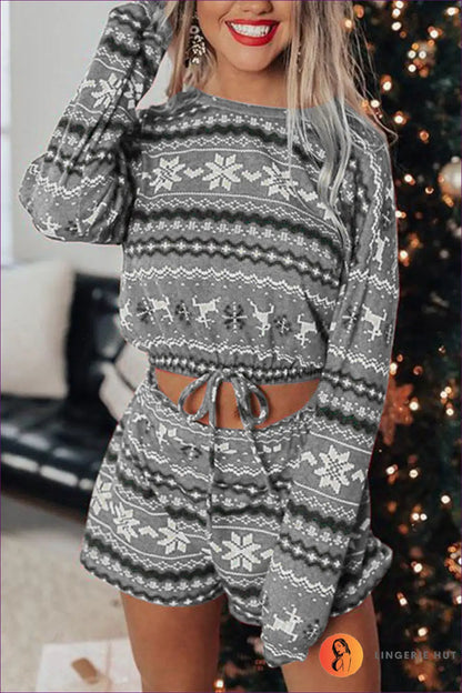 Lounge Set with Festive Print - Holiday Morning Bliss - Loungewear - Lingerie Hut - All Season • Autumn • Casual