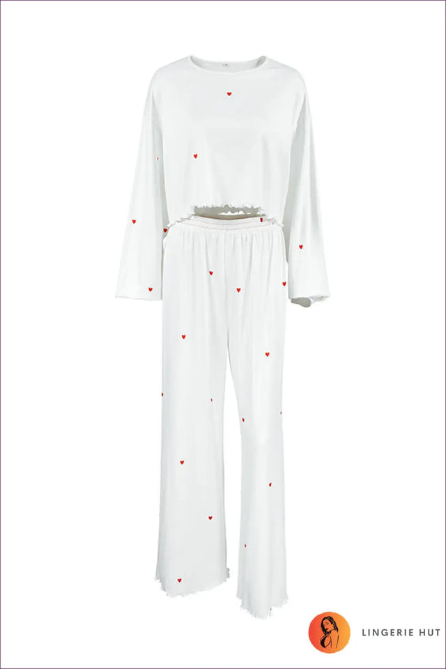 Heart Print Loungewear Set - Playful Ease For Every Night In