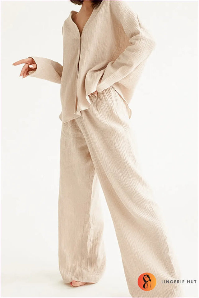 Long Sleeve Loungewear Set - Relaxed Home Sophistication