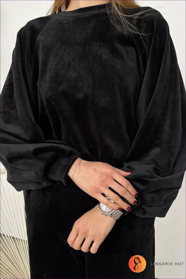 Loungewear Set with Oversized Top - Off-Duty Comfort