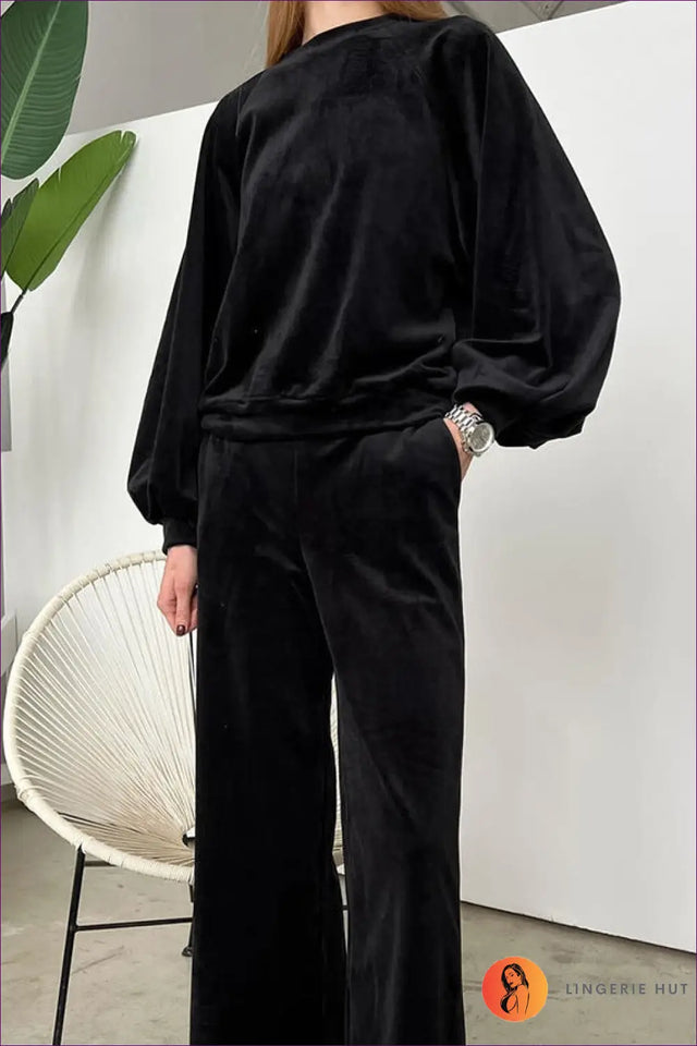 Loungewear Set with Oversized Top - Off-Duty Comfort