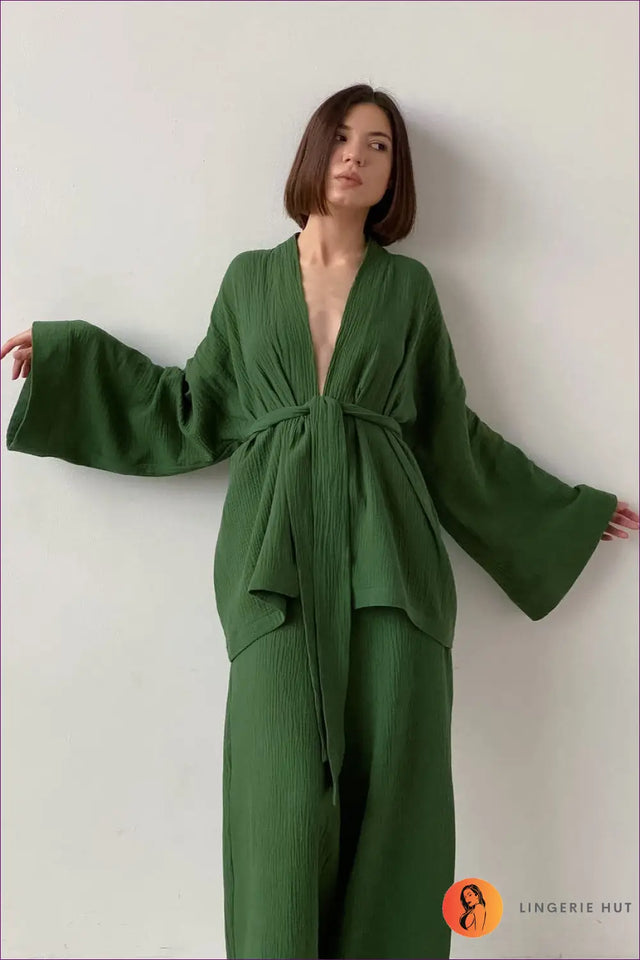 Lounge Set with Ribbed Cardigan - Effortless Elegance