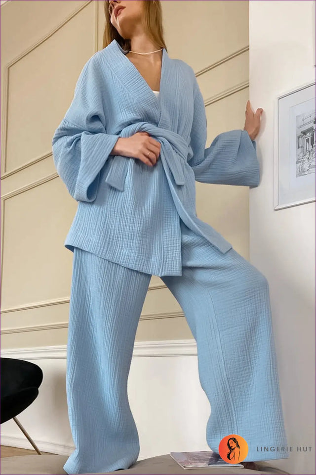 Lounge Set with Ribbed Cardigan - Effortless Elegance
