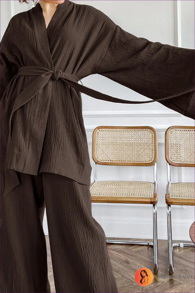 Lounge Set with Ribbed Cardigan - Effortless Elegance