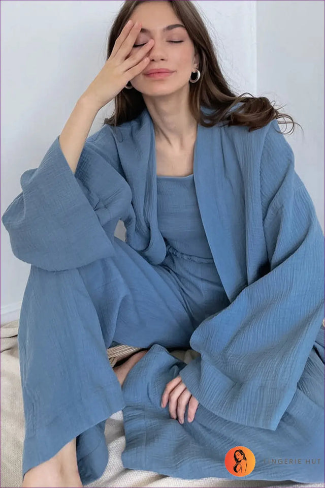 Lounge Set with Ribbed Cardigan - Effortless Elegance