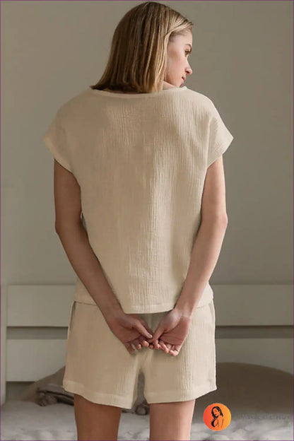 Lounge Set with Textured Fabric - Minimalist Comfort for All Season, Casual, Cotton, Everyday,