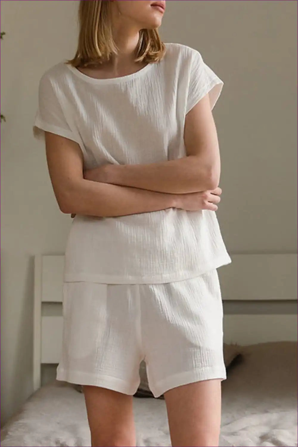 Lounge Set with Textured Fabric - Minimalist Comfort for All Season, Casual, Cotton, Everyday,