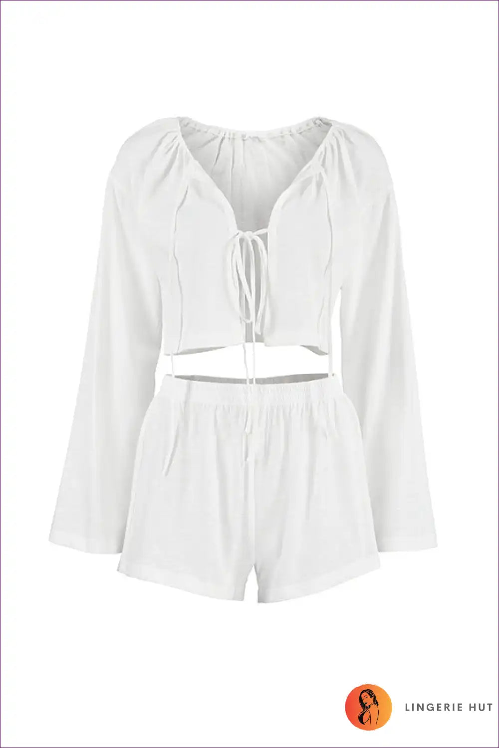 Lounge Set with Tie-front Detail - Fresh Morning Energy for All Season, Casual, co Ord, Crop, Everyday