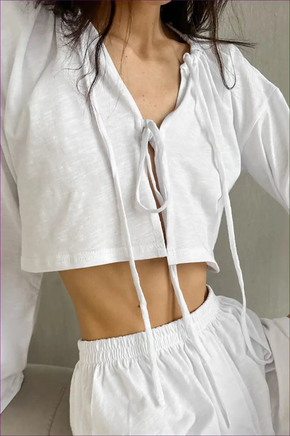 Lounge Set with Tie-front Detail - Fresh Morning Energy for All Season, Casual, co Ord, Crop, Everyday