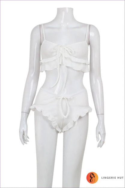 Loungewear co Ord Set - Effortless Summer Evenings - s / White - Sleepwear & - Lingerie Hut - Casual • Chiffon • Crop