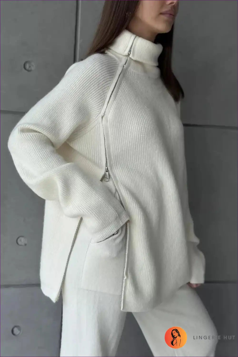 Luxe Ribbed Zip-up Sweater - Cozy Elegance for Every Day Autumn, Casual, Everyday, Loungewear, Night