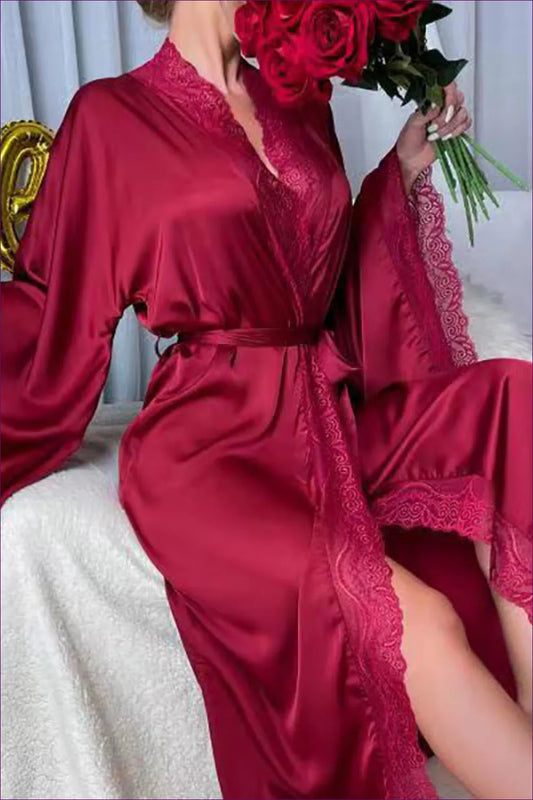 Luxurious Red Satin Robe - Sensual Elegance