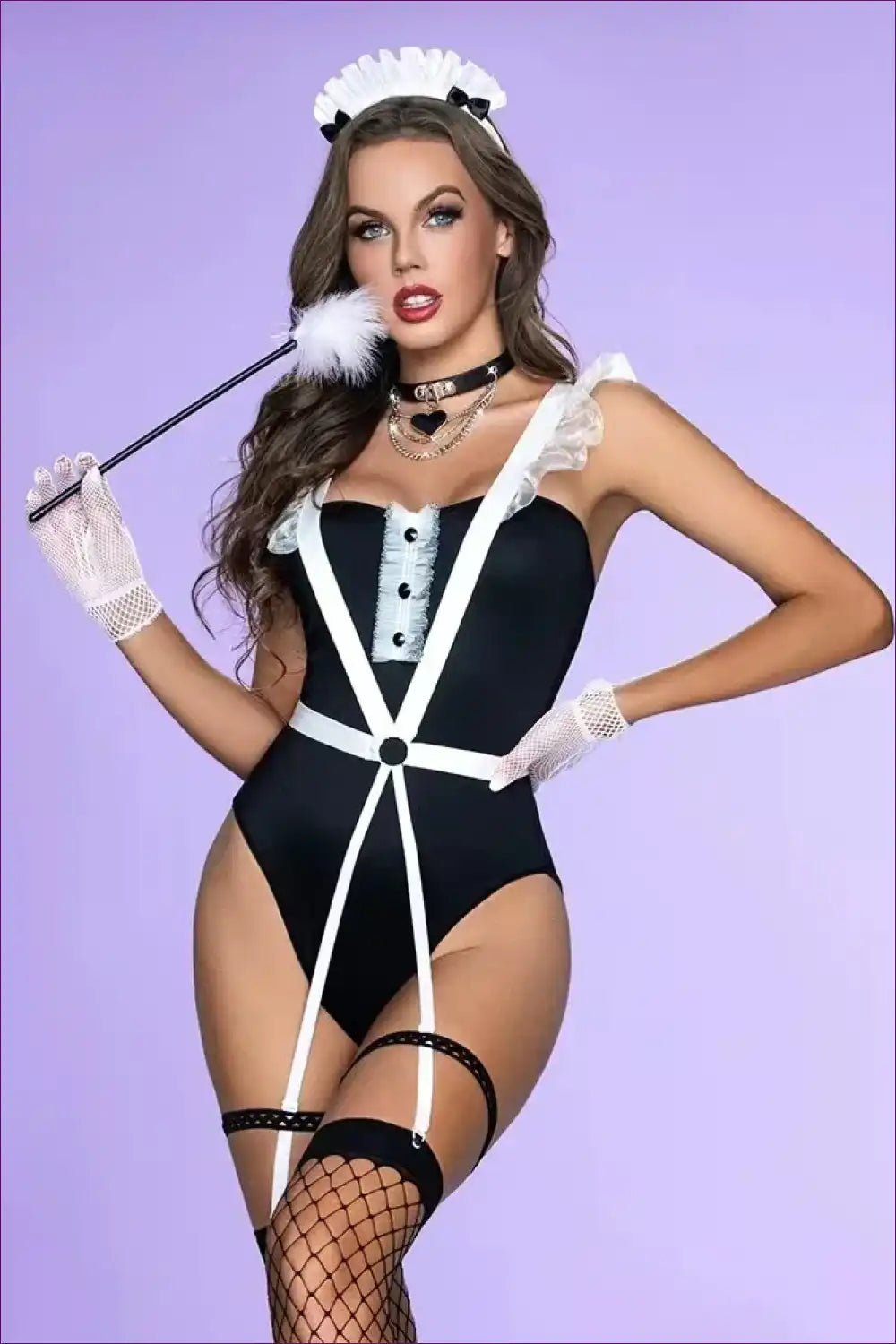 Maid Bodysuit Costume with Modern Cut - Nightclub Roleplay Look for Bodysuit, Clubwear, Costume, just In,