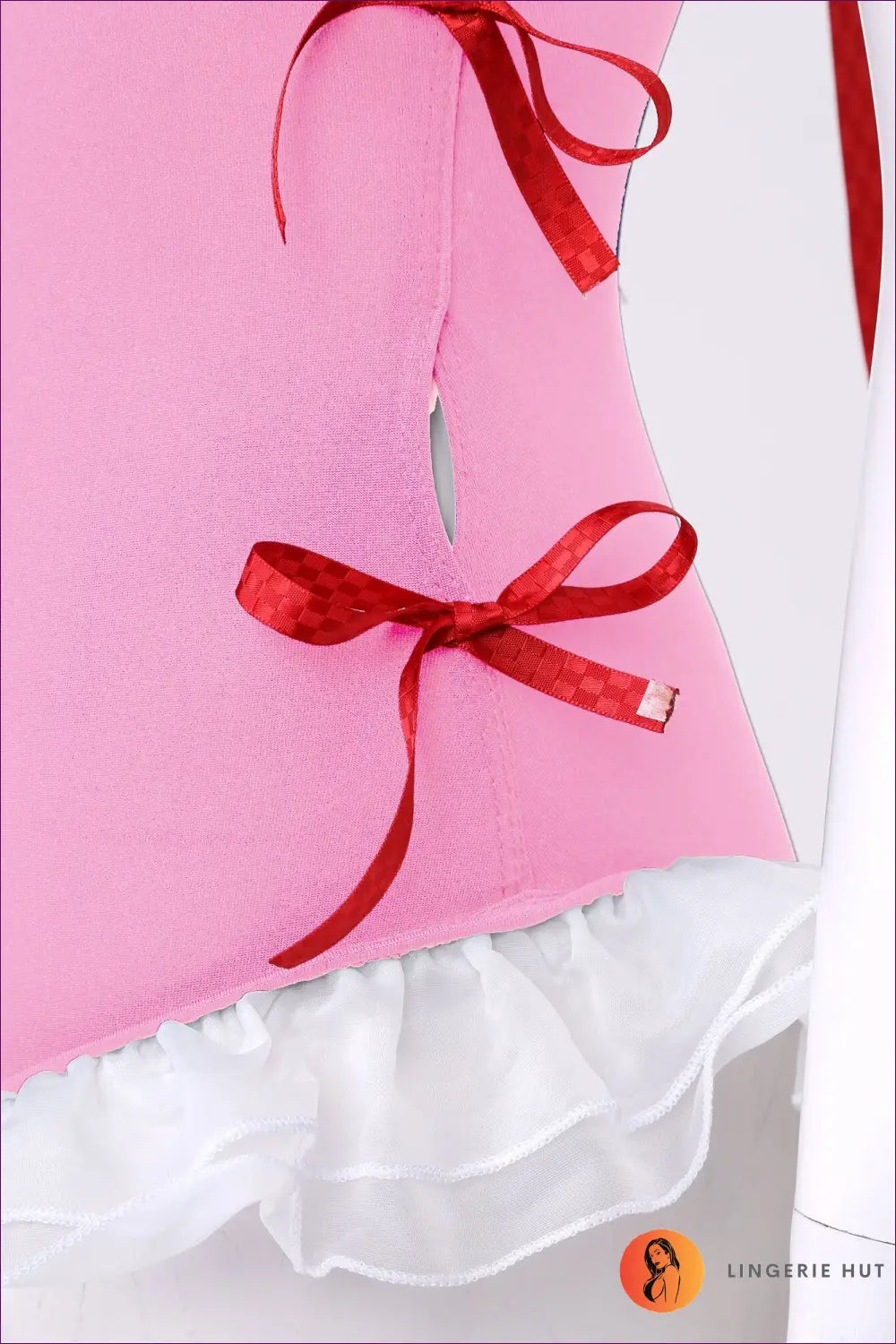 Maid Costume with Back Tie Ruffle - Fantasy Roleplay Ready - Bodysuit - Lingerie - Hut - Plus Size • Polyester