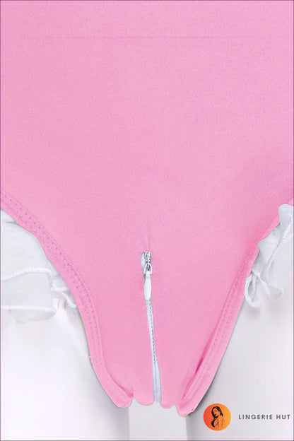 Maid Costume with Back Tie Ruffle - Fantasy Roleplay Ready - Bodysuit - Lingerie - Hut - Plus Size • Polyester