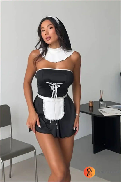 Maid Costume with Backless Apron - 5pc Cosplay Lolita Set for Backless, Clubwear, Costume, just In,