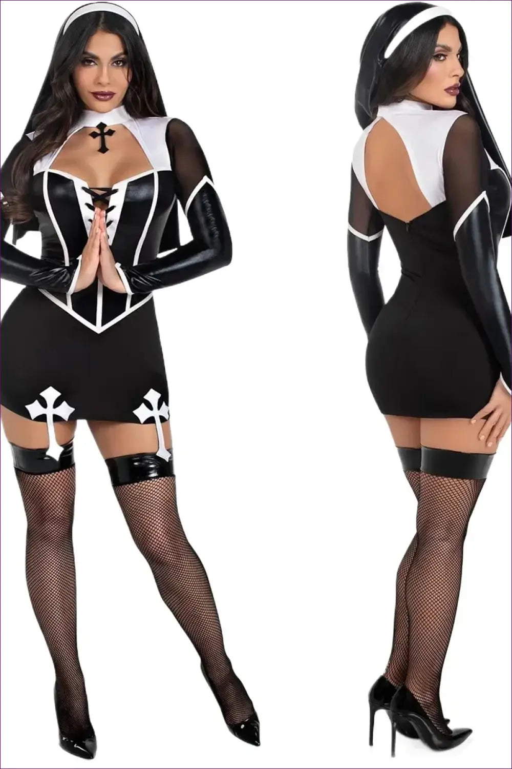 Maid Costume with Cut Detail Set - Playful Fantasy - Black / one Size - Halloween • just in • Lingerie • Hut