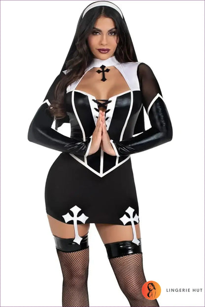 Maid Costume with Cut Detail Set - Playful Fantasy - Black / one Size - Halloween • just in • Lingerie • Hut