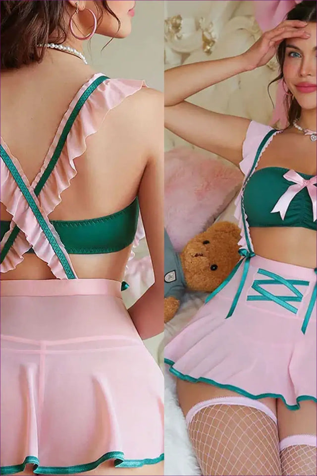 Maid Costume with Frilled Straps and Mini Skirt - Cosplay Confidence