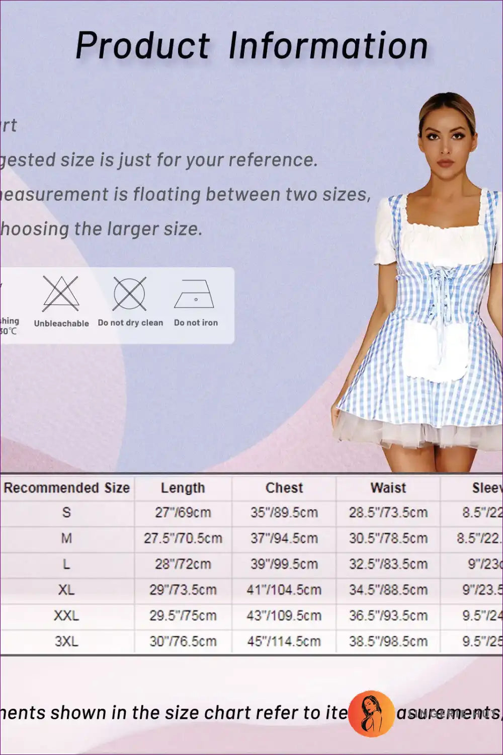 Maid Costume with Gingham Print and Tulle Skirt - Fairytale Cosplay Charm for a Line, Boho, Costume, Dresses,